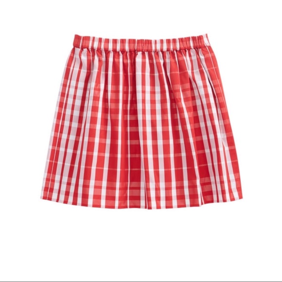 Christmas Vineyard Vines Satin Gingham Red Plaid Stylish Design Lined Skirt - Picture 6 of 10